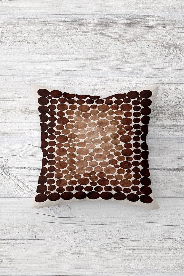 Circle Patterned One Side Printed Hidden Zipper Washable Stain Resistant Decorative Throw Pillow Cover