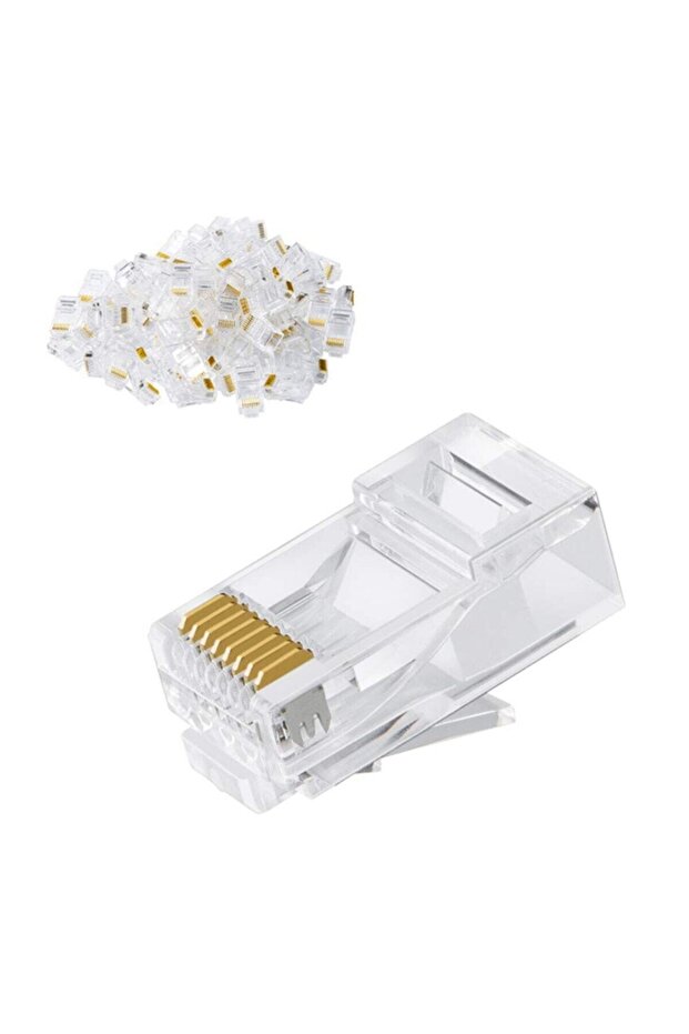 6 Adet Rj 45 8pin Jak Konnektör 8p8c Internet Kablosu Konektör Ethernet Kablosu Fişi Rj45 Cat5 - 1