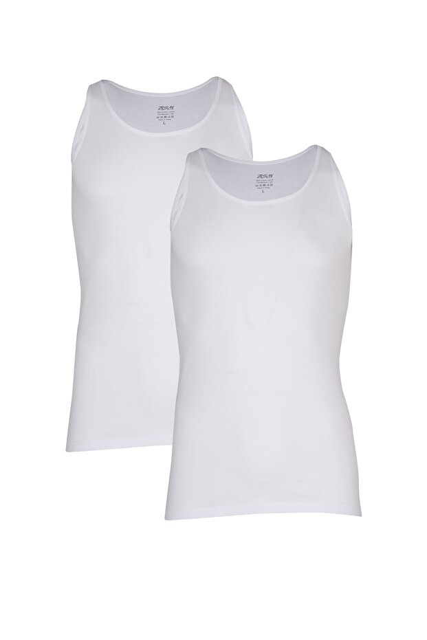 2-Piece Women's White Cotton Camisole Thick Strap Tank Top