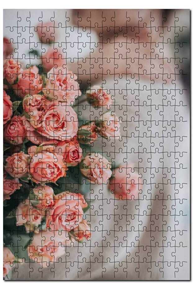 Pink Roses And Flu On Background Women's 500 Piece Puzzle Jigsaw Puzzle Mdf (WOOD)