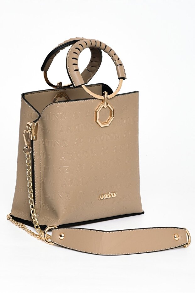 Kadın Çanta Vizon Lazer Baskı - 260 - 1