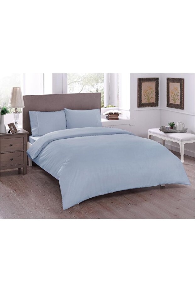 Hilays Ranforce Double Duvet Cover Set Basic Blue