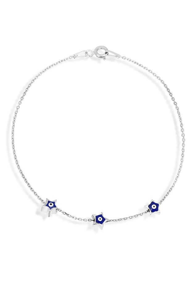 925 Ayar Gümüş Nazarlı Yıldızlar Bileklik - B038601 - 1
