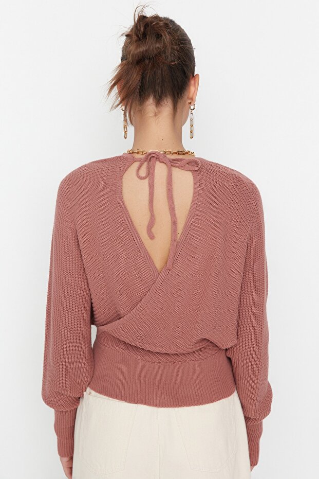 Dwurzędowy sweter z dzianiny Dried Rose TWOAW21KZ1277 - 5