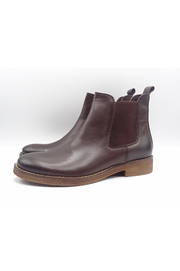 Brown Genuine Leather Men's Chelsea Boots