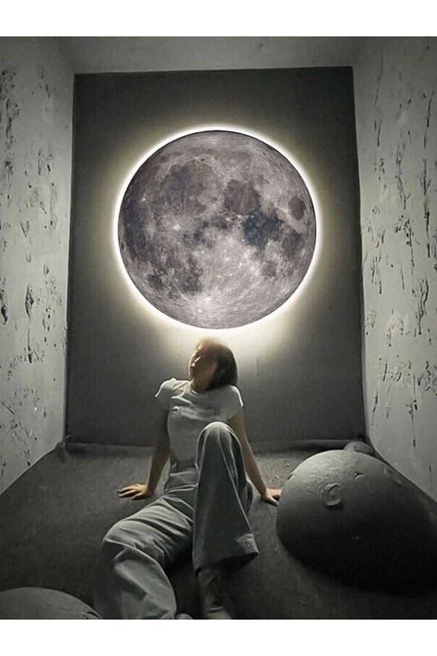 Moon,led Aplik,30cm Çap Led 25watt, Modern,duvar Aplik,led, Yatak Odası Aplik,yatak Başı Aplik, New - 1