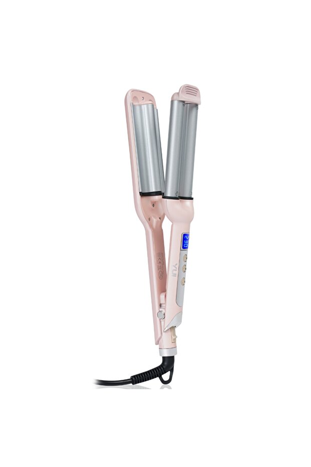 Led Göstergeli Seramik Su Dalgası(WAG) Saç Maşası Pembe - 7
