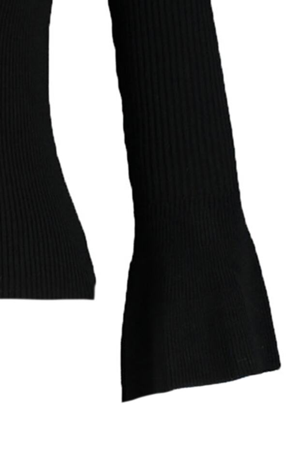 Черен трикотажен пуловер с яка Carmen - TWOAW22KZ2218 - 7