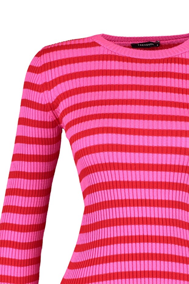 Roter Basic Strickpullover mit Streifen TWOAW21KZ0942 - 8