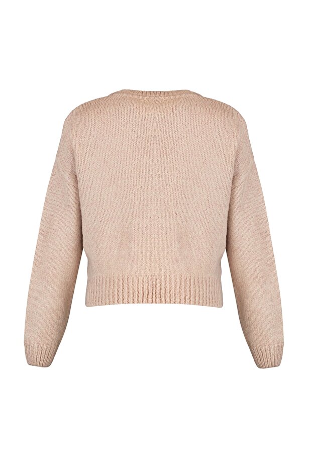 Puderfarbener, weich strukturierter Basic-Strickpullover mit weiter Passform TWOAW23KZ00185 - 6