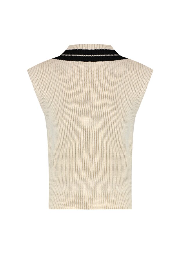 Taş Crop V Yaka Triko Süveter TWOAW21BZ0135 - 8