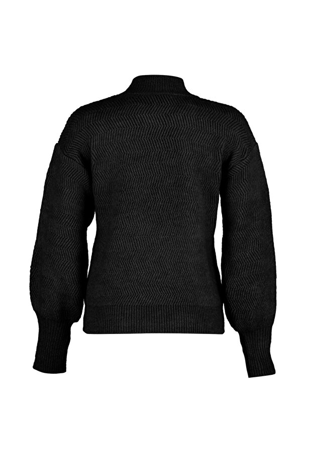 Schwarzer weich strukturierter Basic-Strickpullover TWOAW21KZ0204 - 5