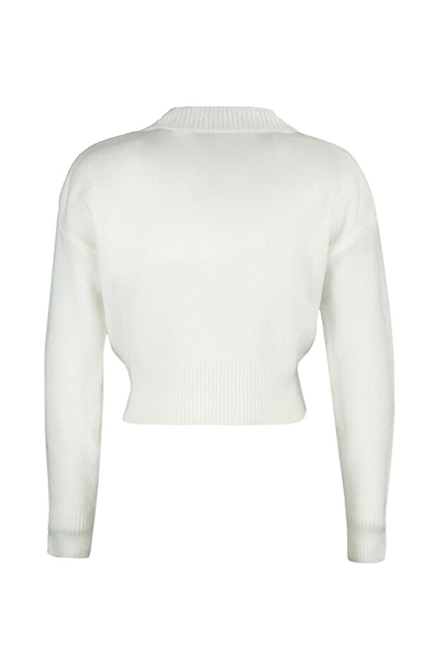 Ecrufarbener, weicher, strukturierter, gemusterter Strickpullover TWOAW21KZ0174 - 5