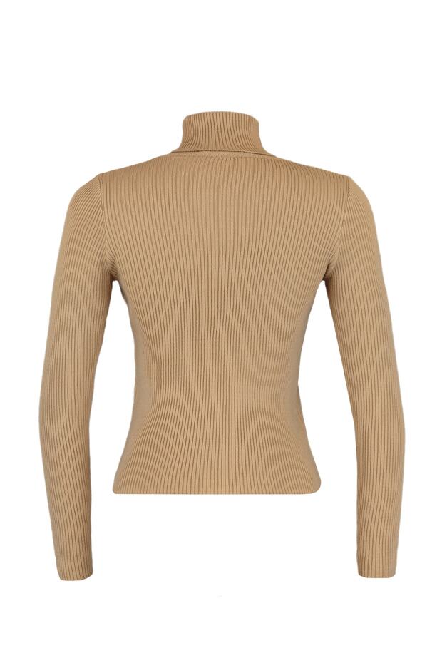 Kamelfarbener Basic-Rollkragenpullover TWOAW21KZ1279 - 6