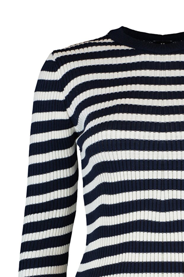 Granatowy sweter basic w paski TWOAW21KZ0942 - 8