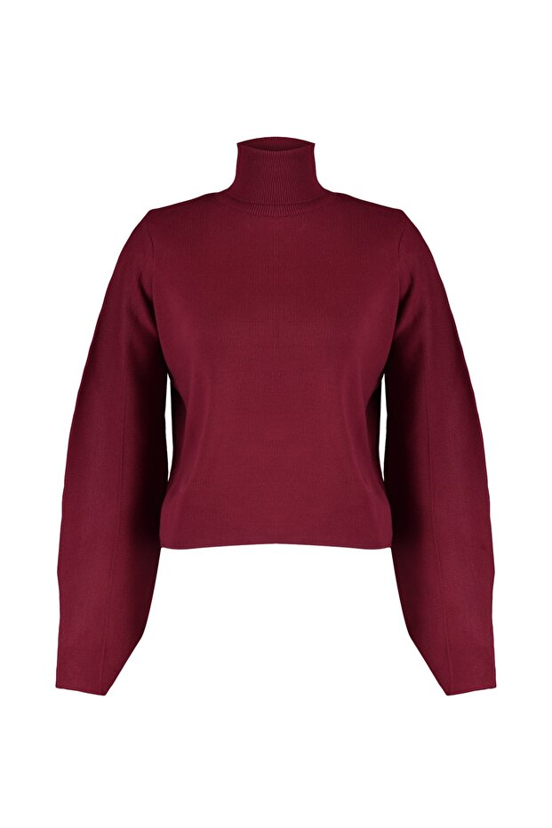 Claret Red Basic Rolák pletený sveter TWOAW21KZ0485 - 6