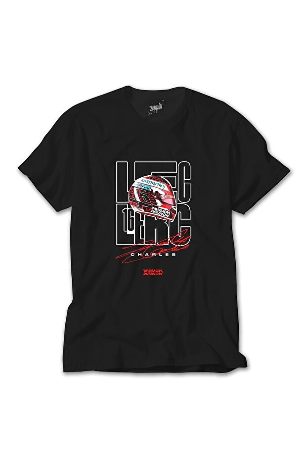 F1 Charles Leclerc Type Siyah Tişört - 1