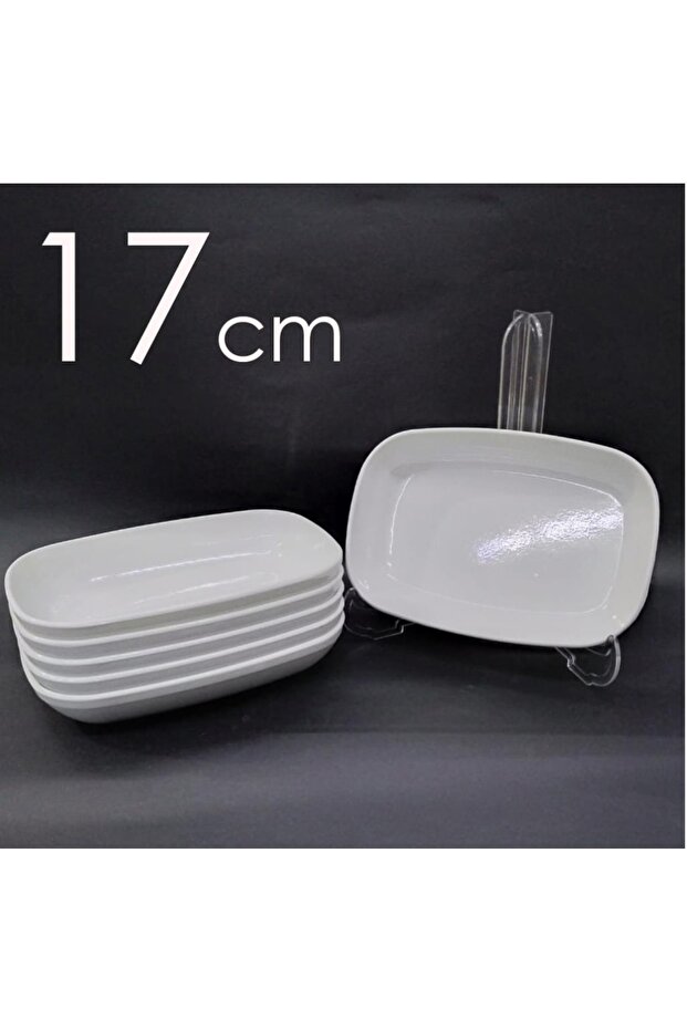 6 Pieces White Melamine Boat Plate 17X12Cm Medium Size Salad Plate Daily Use Affordable Oval Square Serving