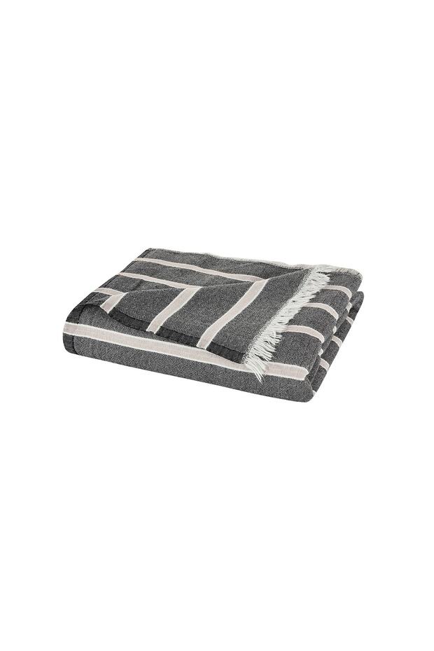 Vitali Çift Kişilik Müslin Pike Yatak Örtüsü - Antrasit - 4