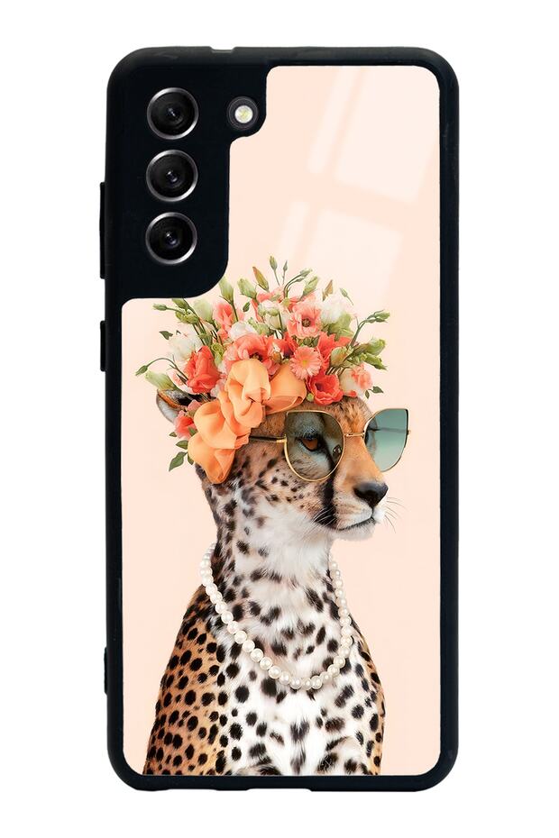 Samsung S21 Fe Influencer Glossy Phone Case with Leopard Cat Design