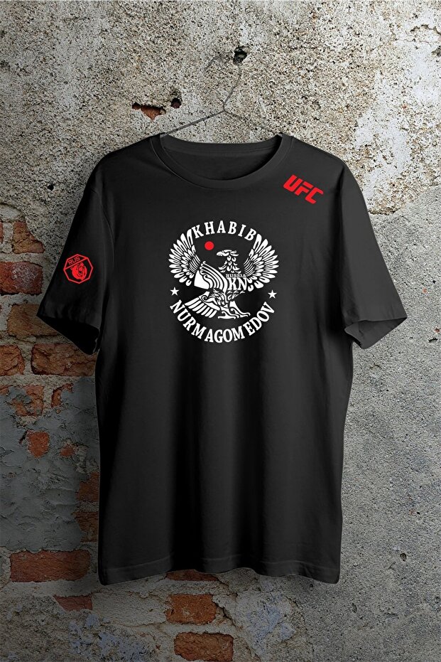 تيشيرت أسود مطبوع بتصميم UFC Kabib Design 2022