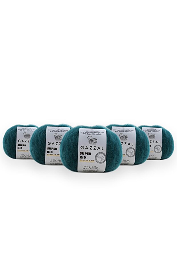 Super Kid Mohair 25 Gr 5 Pack 78% Wool-22% Pa Mixed Natural Hand Knitting Yarn Taka Yarn (64418)