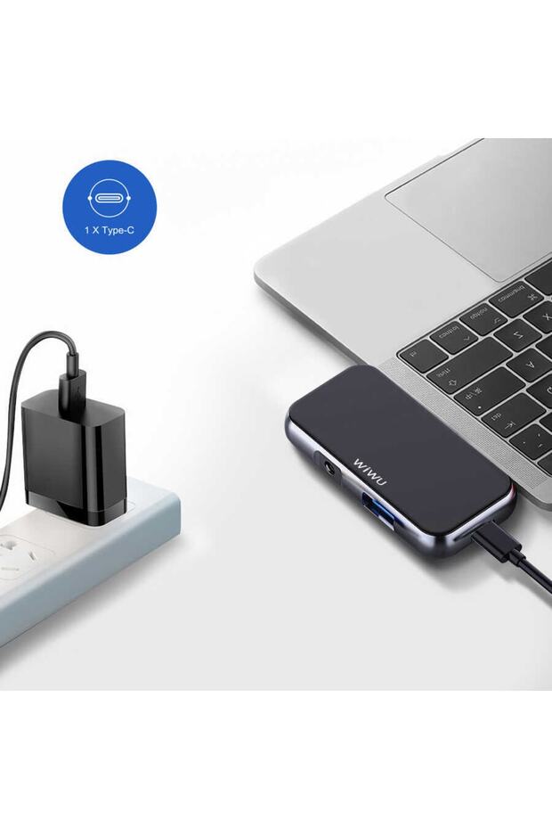 Alpha T5 Pro 4 In 1 Type-c Hub Hdmı 4k + 3.5 Mm Aux + Usb 3.0 Çoğaltıcı Adaptör - 4