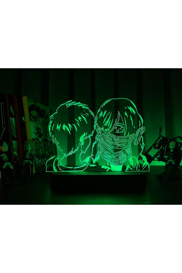 Attack On Titan Mikasa Ackerman & Eren Jaeger Anime Masa Lambası - 4