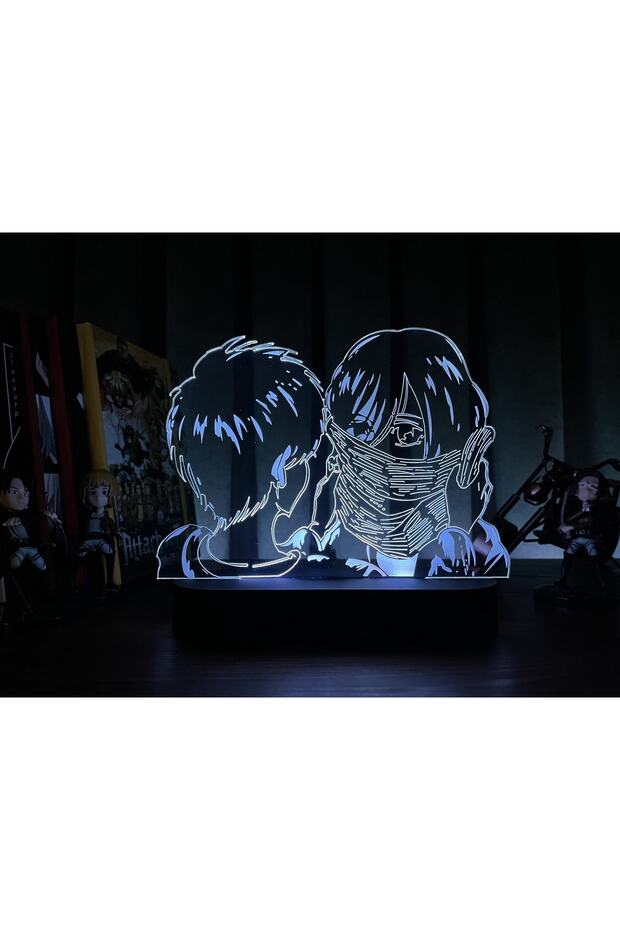 Attack On Titan Mikasa Ackerman & Eren Jaeger Anime Masa Lambası - 5
