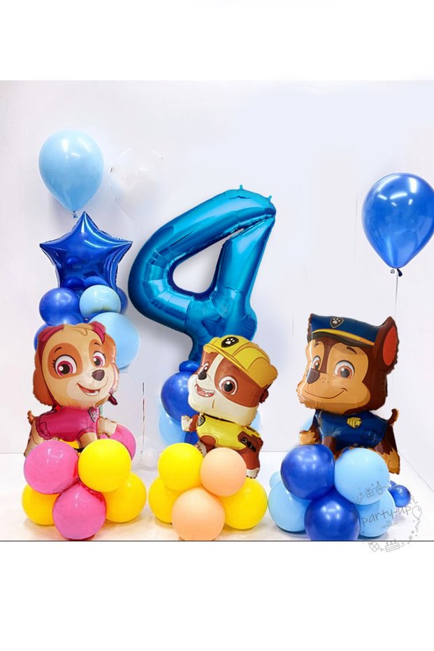Paw Patrol Balloon Paw Patrol Characters Themed Welcome Set 76cm Blue Number Balloon Easy Installation