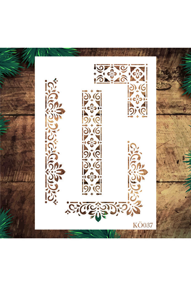 STENCİLTASARIM Stencil Tasarım Kö037 Köşe, Kenar Desen- Dekoratif Duvar, Fayans Ve Eşya Boyama Şablonları 21x30cm