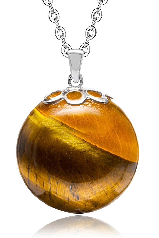 Certified Natural Tiger Eye Stone Necklace (10 mm)