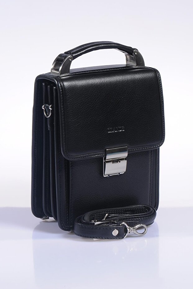 4170 100% Genuine Leather Men's Handbag Crossbody Bag Black