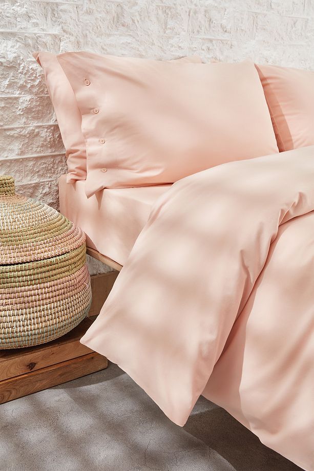 Plain Çift Kişilik Ranforce Yıkamalı Nevresim Takımı - Blush - 2