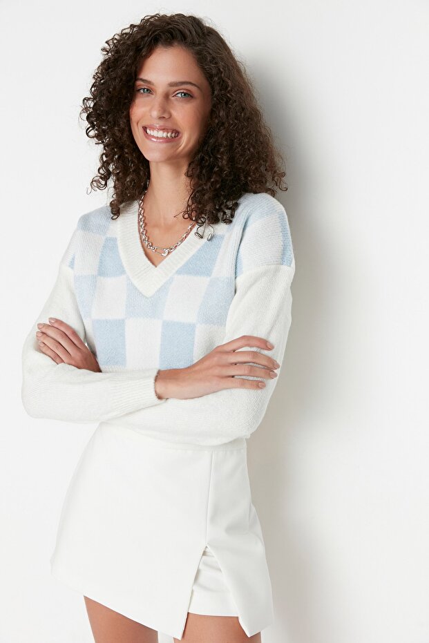 Ecrufarbener, weicher, strukturierter, gemusterter Strickpullover TWOAW21KZ0174 - 1
