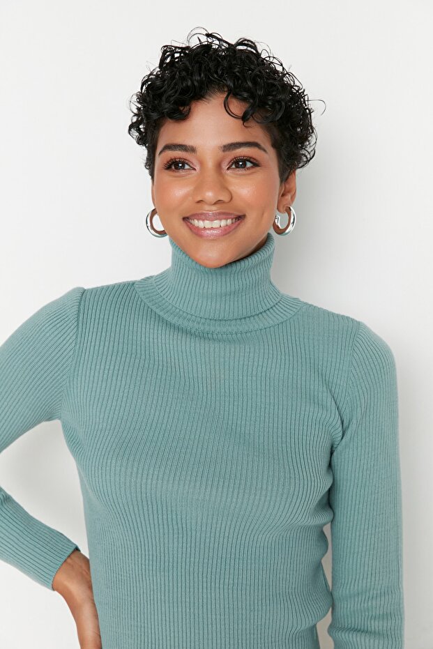 Mintgrüner Basic Rollkragenpullover TWOAW21KZ1279 - 1