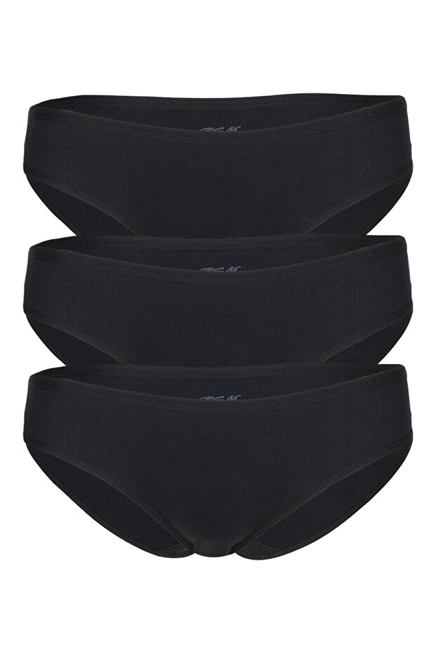 3-Piece Women's Black Cotton Camisole Bikini Panties