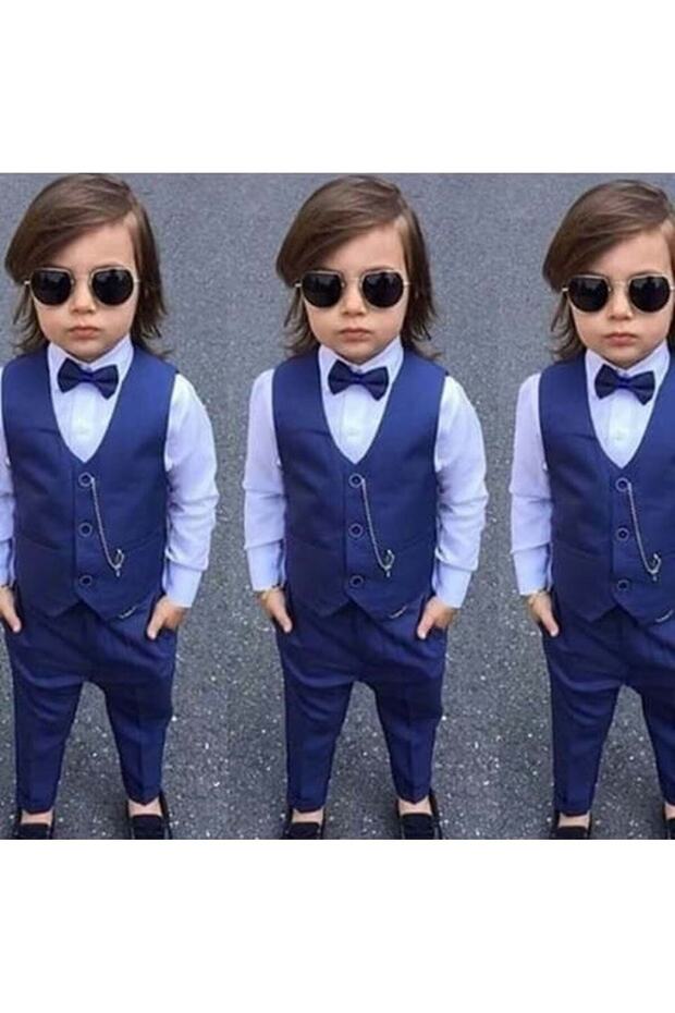 Boy's Vest, Shirt, Pants and Bow Tie 4-Piece Set