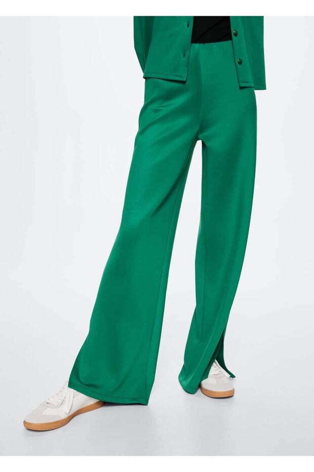 Paçaları Yırtmaçlı Pantolon - 1