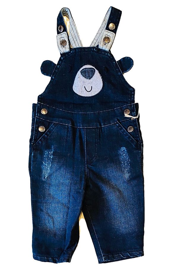0-3 Ay, Tek Beden, Erkek Bebek Kışlık Denim Salopet - 1