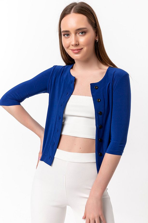 Kadın Saks Mini Hırka 19L6596 - 2