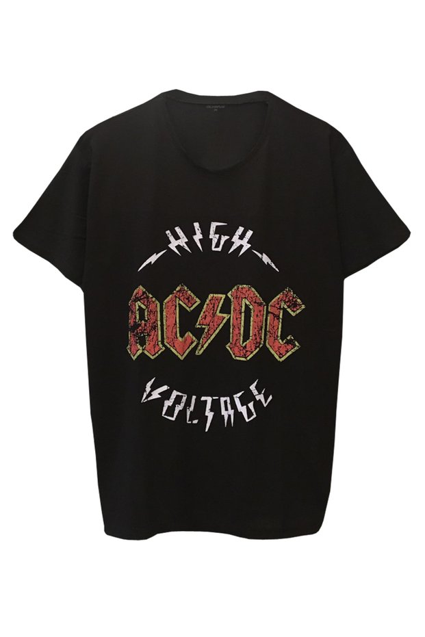Unisex Oversize Rock Music Acdc Black T-Shirt