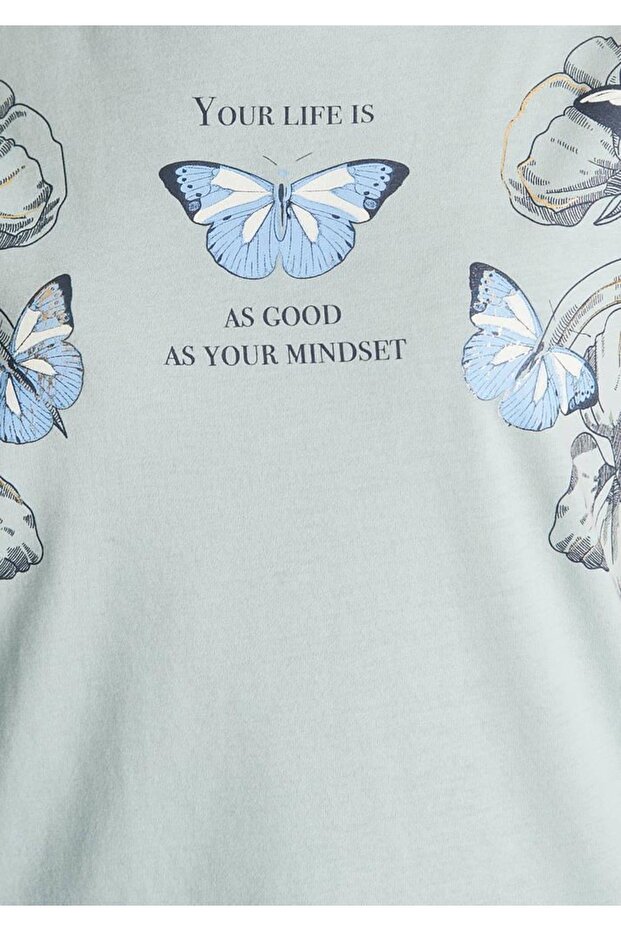 Çiçek Baskılı Tişört Regular Fit / Normal Kesim 1610142-70837 - 6