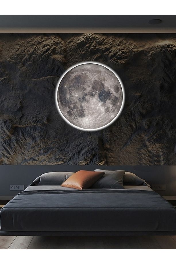 Moon,led Aplik,30cm Çap Led 25watt, Modern,duvar Aplik,led, Yatak Odası Aplik,yatak Başı Aplik, New - 4