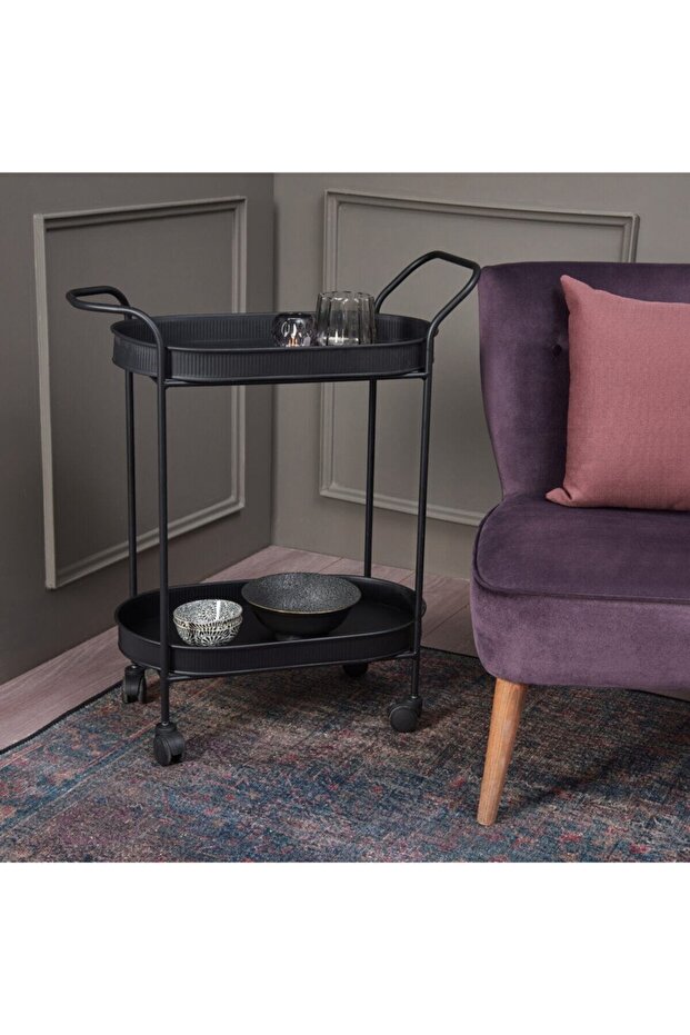 Elips Servis Arabası - Siyah - 2