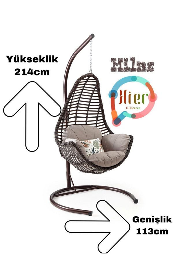 Salıncak Tekli Bahçe Balkon Salıncağı Rattan Milas - 2