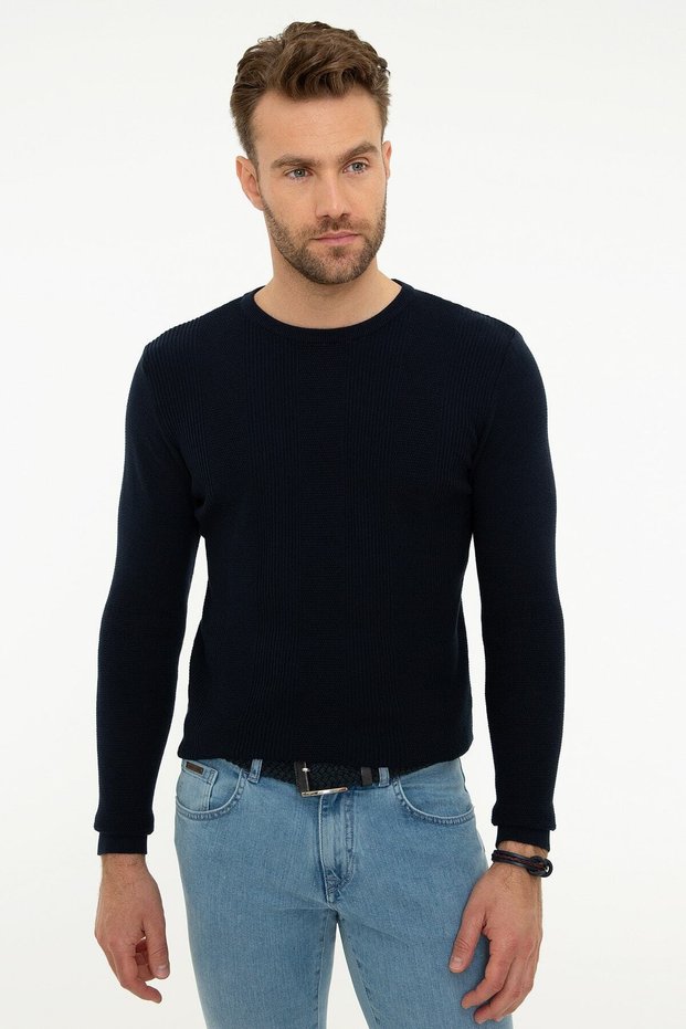 Men's Dark Navy Blue Slim Fit Knitwear Sweater G021GL0TK.000.877984