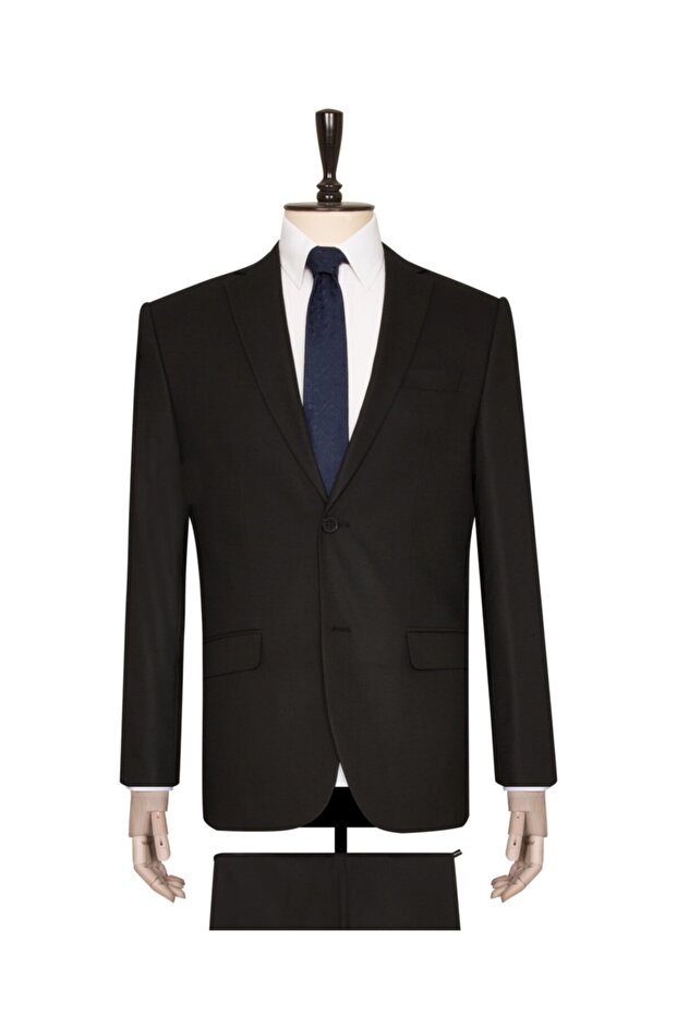 Siyah Rahat Kalıp Takım Elbise - 2