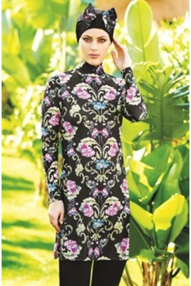 ملابس السباحة الحجاب منقوشة القرنفل - 1