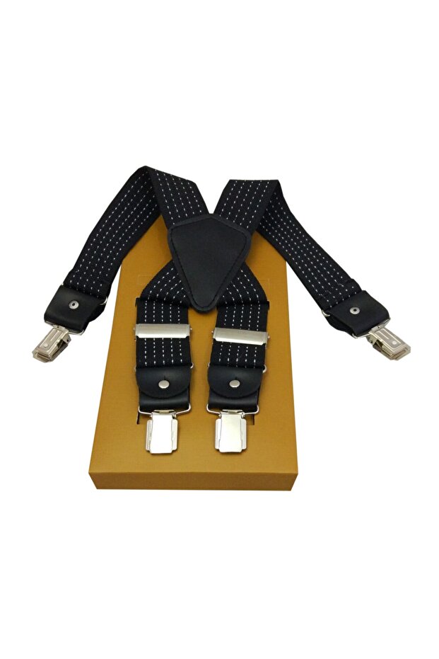 Luxury Black Polka Dot Trouser Hanger with Metal 4 Clips Leather Ends